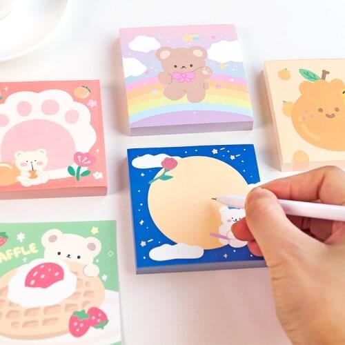 100 pcs kawaii Cartoon bear daily life Memo Pad cute Message Notes Decorative Notepad Note paper Memo Stationery Office Supplies