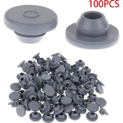 100Pcs/pack Gray Rubber Stoppers Self Sealing Injection Ports For 13mm Glass Bottles