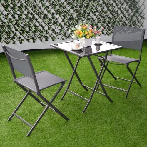 3 Pcs Bistro Set Garden Backyard Table Chairs Outdoor Patio Furniture Folding HW51582