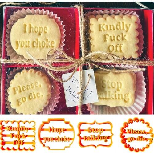 4PCS 2021 NEW Cookie Cutters Molds with Good Wishes Cake Decorating Pastry Tools Biscuit Mold for Baking Cutters for Gingerbread