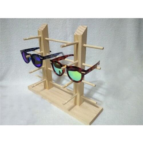 4 Layer Wood Wooden Display Rack For Sunglasses Holder Double Rows Stand Shelf