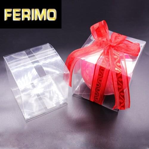 50pcs Transparent Square Candy Box Souvenir PVC Chocolate Gift Packaging Box For Baby Shower Birthday Wedding Event Party Decor