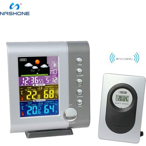 Wireless Weather Station Indoor Outdoor Thermometer Hygrometer With Sensor LCD Color Screen Digital Temperature Humidity Monitor