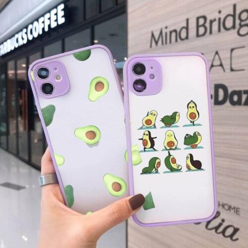 Avocado Phone Case For iPhone 12 11 Mini Pro XR XS Max 7 8 Plus X Matte transparent Purple Cover