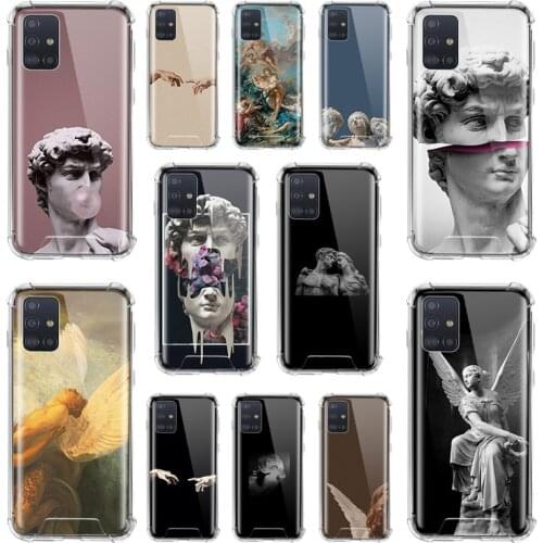 Michelangelo Art Statue Aesthetic Case For Samsung Galaxy A51 A71 5G M31 A41 A31 A11 A01 M51 M21 Airbag Anti Fall TPU Phone Cove
