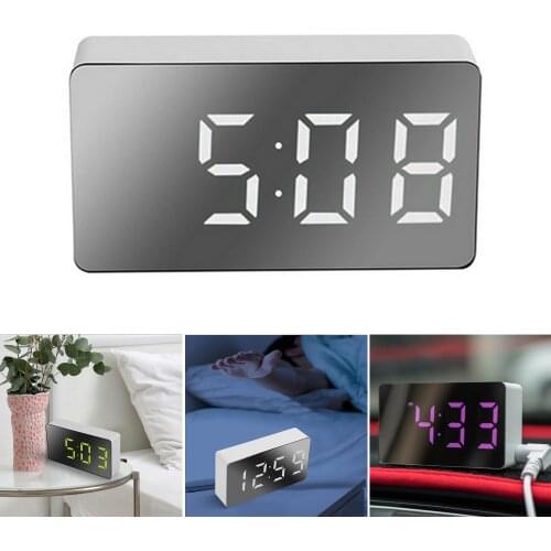 Digital Clock Mini Multifunctional LED Electric Alarm Clocks Mirror Surface For Home Bedroom XH8Z