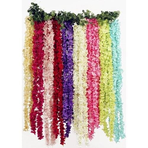 Elegant Artificial Silk Flower Wisteria Vine Rattan Wedding Centerpieces Decorations Bouquet Garland Home Ornament 120 cm