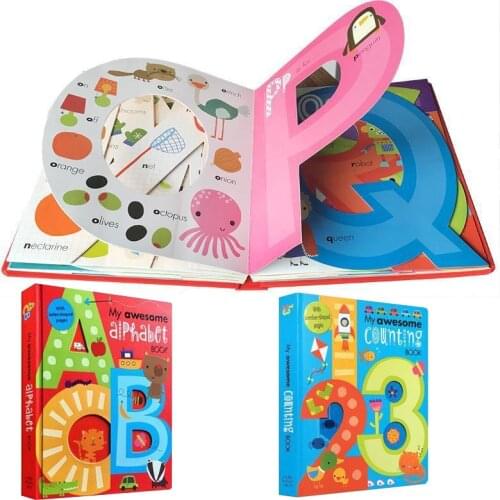My Awesome Alphabet Book ABC original English board Books Baby kids Learning Educational Word With Letter Shaped Libros Toy Art