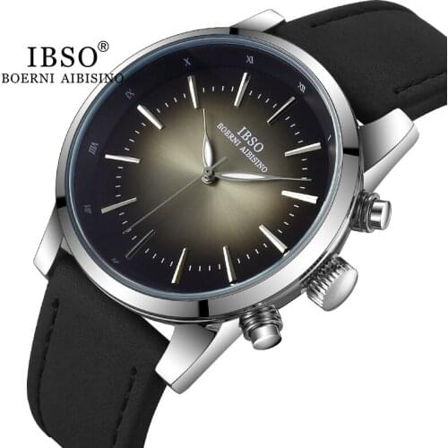 IBSO Men Business Quartz Wristwatch Watches New Leather Strap Top Quality Sun Pattern Male Watch Luxury Clock Japanese Movement