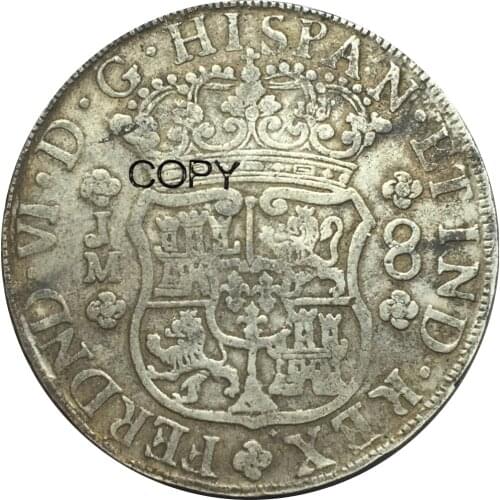 Peru Ferdinand VI 8 Reales 1755 LM JM 90% Silver Copy Coins