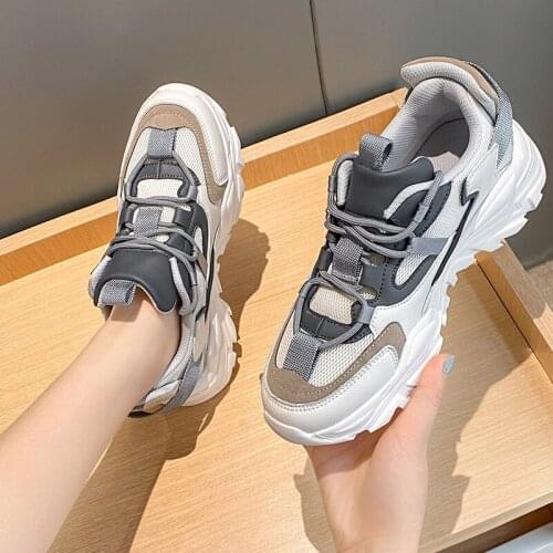 Women Sneakers Womens Lace Fashion Breathable Platform Thick Bottom Female Casual Black White Shoes Up Vulcanized Free Shipping