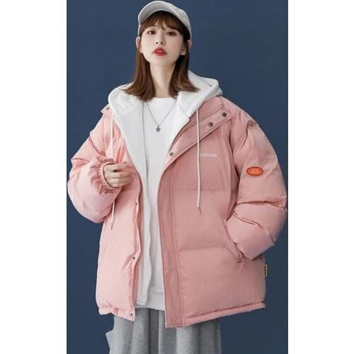 New Fake Two Cotton Clothes Womens Short Loose Winter Thicken Ladies Cotton Jacket Bread Clothes Student Down Cotton Coat