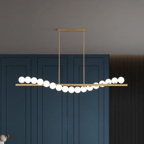 All copper Nordic living room glass Chandelier modern restaurant simple Hanging Light bar light luxury LED Chandelier Lighting