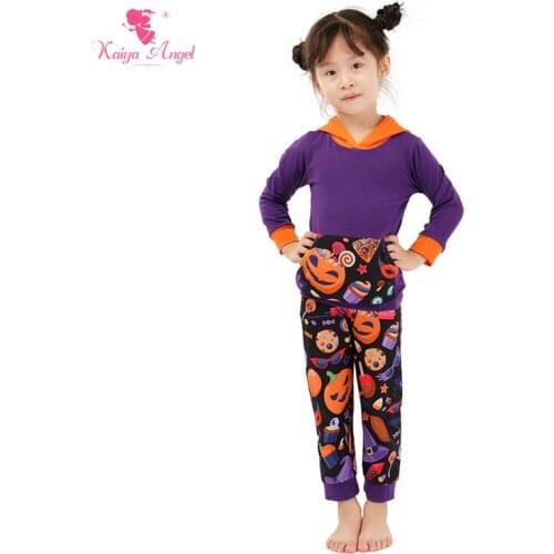 Kaiya Angel Girls Boutique Outfits Halloween Pumpkin Long Sleeve Shirt Pants 2 Piece Toddler Girl Clothing 1-8T