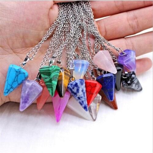 Fashion Design Natural Tiger Eye Opal Agates amethysts Sparkling Women Pendants bullet shape Necklaces Cute Charms for Gift