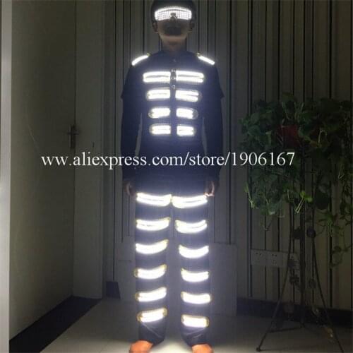 Fashion Colorful Led Light Robot Suit LED Luminous Clothing Dance Costume Stage Props For Party Supplies Free Shipping