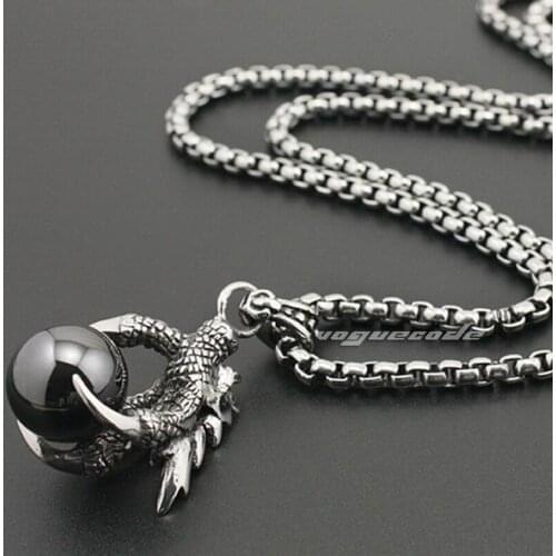 316L Stainless Steel Dragon Claw Mens Biker Punk Pendant 4S021 Steel Necklace 26inch
