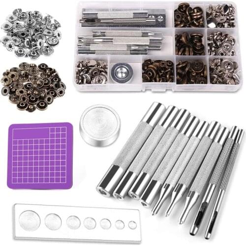 LMDZ Leather Snap Fasteners Kit Metal Button Snaps Press Studs With Installation Tools for Clothing, Leather, Jacket, Jeans Wear