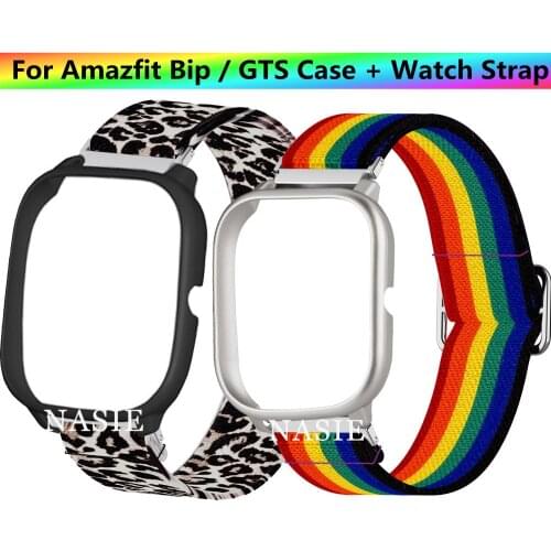 Nylon Strap For Amazfit GTS Case + Watch Strap Bohemia Elastic Watch Strap For Huami Amazfit Bip Lite S U GTS 2 Strap Band