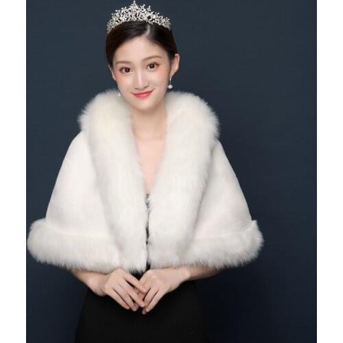 New Ivory Faux Fur Bridal Wrap Short Wedding Shawl Cape Stole Bolero Throw Shrug Coat Christmas Party Cape