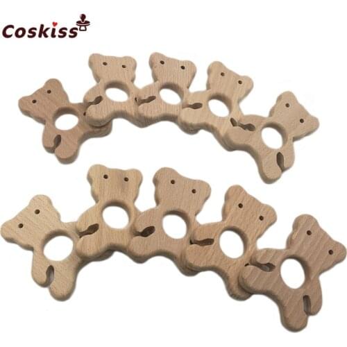 Handmade Organic Safe Baby Teether Panda Pendent Natural Beech Wooden Animal Toy DIY Montessori toys Jewelry Making Accories