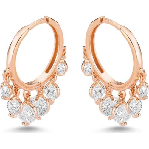 Professional Design Jewelry 925 Sterling Silver Earrings For Women Rose Gold Plated With Zircon Drop Earrings