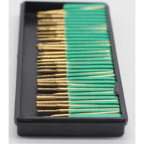 Dentistry Lab Diamond Burs Millers 2 color Tooth Drill Jewelers 2.35mm 30Pcs/Box