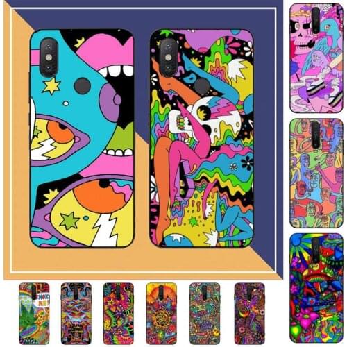 TOPLBPCS Colourful Psychedelic Trippy Art Phone Case for Redmi Note 4 5 6 8 9 pro Max 4X 5A 9S cover