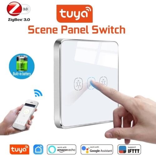 Tuya ZigBee Scene Panel Switch Built-in battery Battery Switch Working with Tuya ZigBee Hub One-click Automation linkage