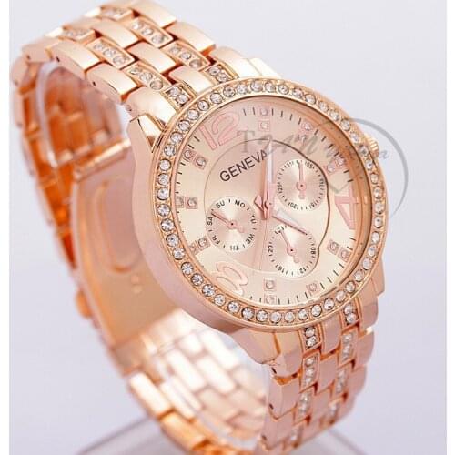 Women Watches Ladies Watches Top Brand Luxury Geneva Watches Women Stainless Steel Quartz Bracelet Watch Crystal Bayan Kol Saat