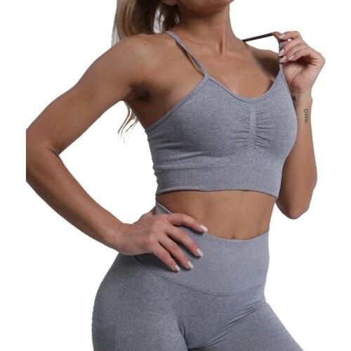 Womens Yoga Set 2021 New European American Fashion Sexy Seamless Exercise Fitness Butt Lifting Solid Color Yoga Pants Bra Vest
