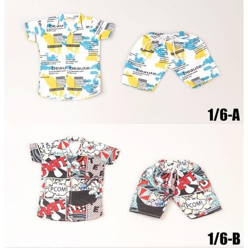 TYM122 1/6 Male Hawaii Beach Suit Soldier Summer Shirt Shorts Clothes Model Fit 12'' Action Figure Body