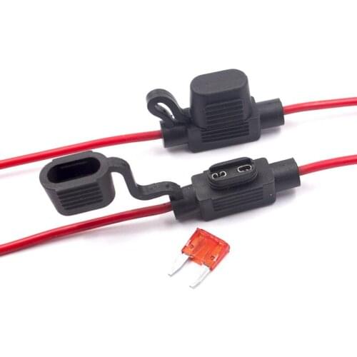 1x Car Fuse Holder In-Line ATM Blade Mini Fuse 16AWG cable 12/24/32V adapter Waterproof