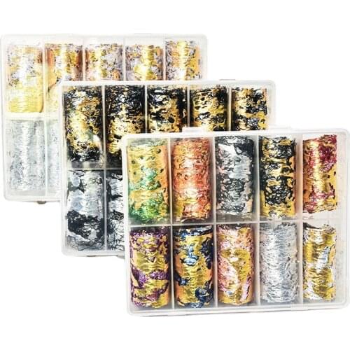 1 Box 50cmx4cm Black/Gold Lace Transfer Sticker Foil Nail Art Wraps Glue Adhesive DIY Manicure Slider Decorations Stickers 10PCS
