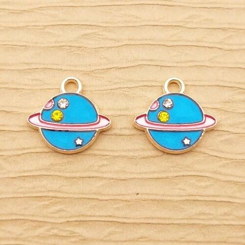 10pcs enamel saturn moon star charm for jewelry making earring pendant necklace bracelet charm diy finding