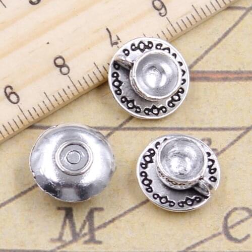10pcs Charms A Cup Of Coffee Tea 14x14x7mm Tibetan Bronze Silver Color Pendants Antique Jewelry Making DIY Handmade Craft