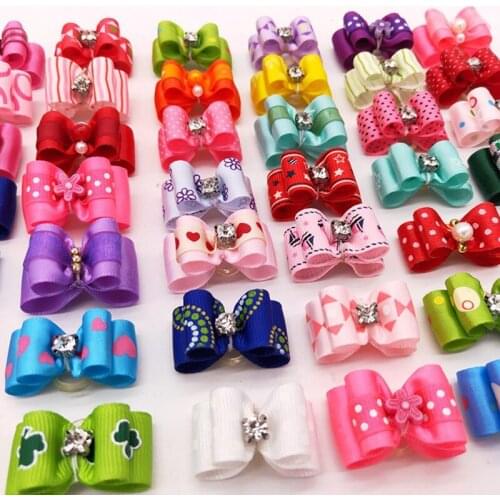 10PCS Handmade Cute Pet Dog Bow Loverly Bowknot Dog Ties For Puppy Dogs Accessories With Rubber Bands Cute Pet Headwear Grooming