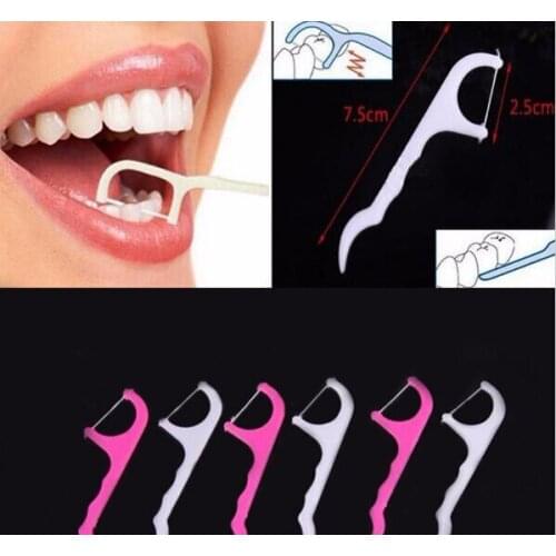 100pcs Dental Floss Interdental Brush Teeth Stick Toothpicks tooth thread Floss Pick escarbadientes tandenstokers B008-4