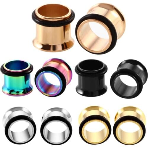 2pcs/lot Stainless Steel O-ring Ear Plugs and Tunnels Earring Expander Ear Piercings Ear Gauge Earlets Body Jewelry Piercings