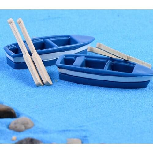 3pcs/set Mini Boat Oars Miniatures Fairy Garden Ornament Miniatures Natural Resin Craft Figurine Terrariums Garden Decorations
