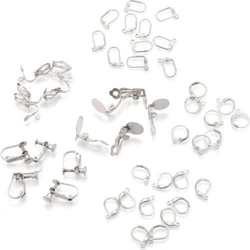 304 Stainless Steel 8 Style France Lever Earring Hooks Wire Settings Base Earrings Hoops For Jewelry Making Finding Supplies