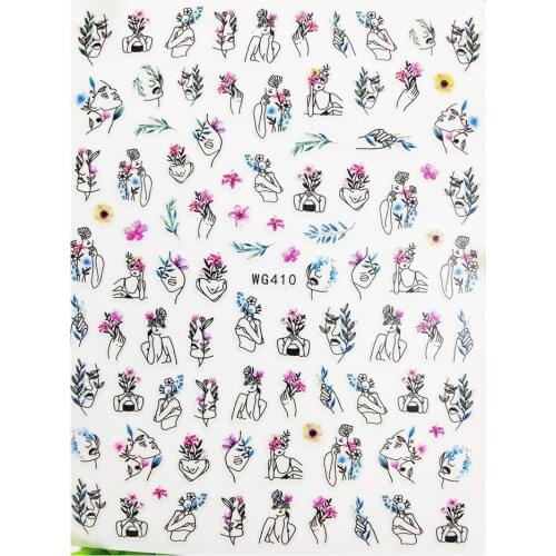 3D Nail stickers Line Abstract Girl Rose Flowers Sliders for Nails Art Decoraciones Foil Design All for Manicure Accessories