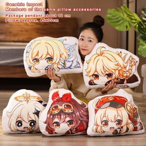 45x35cm Genshin Impact Member Amber Klee Paimon Keqing Lumine Plush Pillow Bag Pylon Doll Pendant PouchOffice Travel Trip Toy