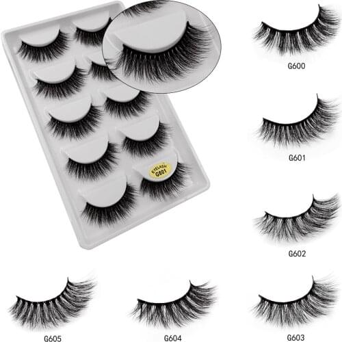 5 Pairs Multipack Soft 3D Mink Lashes Thick Style Handmade False Eyelashes Fluffy Long Wispy Makeup Extension Tools