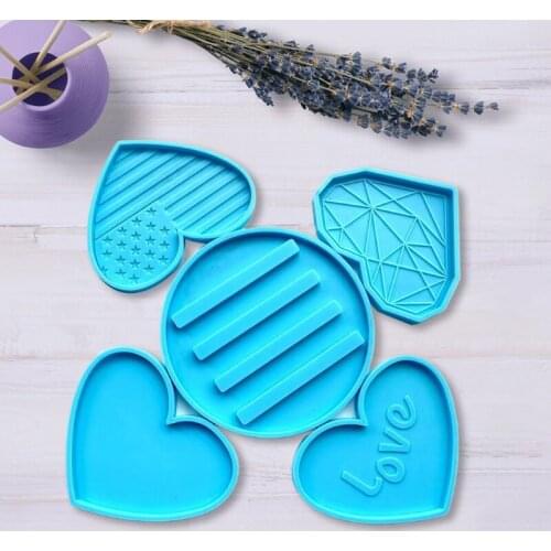 5 Pcs/Set Coffee Tea Cup Stand Holder Epoxy Resin Mold Table Mug Mat Coaster Silicone Mould DIY Crafts Decoration Casting A0NF