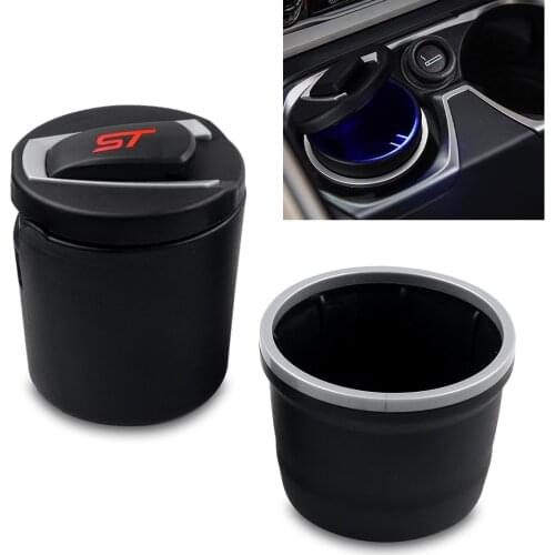 Car Ashtray Cigarette Smoke Holder Portable Storage ST Logo Badge For Ford For Focus 2 3 FIESTA Kuga FUSION ESCAPE EDGE Mustang