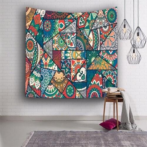 Bohemia Nation Style Wall Hanging Tapestry Colorful Plaid Printed Polyester Art Wall Cloth Tapestries Home Decor Throw Blanket