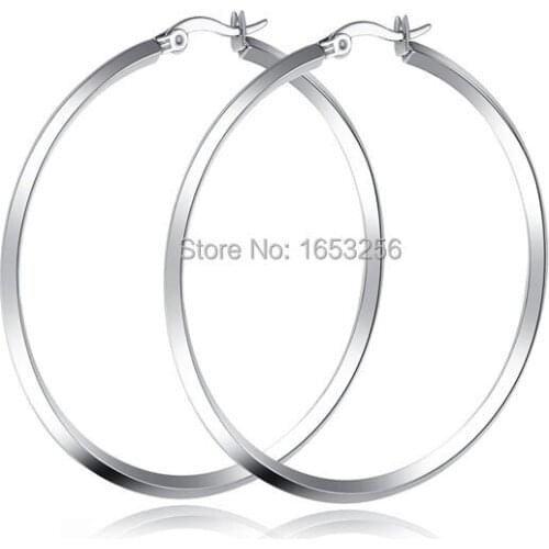 Large 50mm Surgical Stainless Steel Round Hoop Earring Women Fashion Party Jewelry one pair Hot sale
