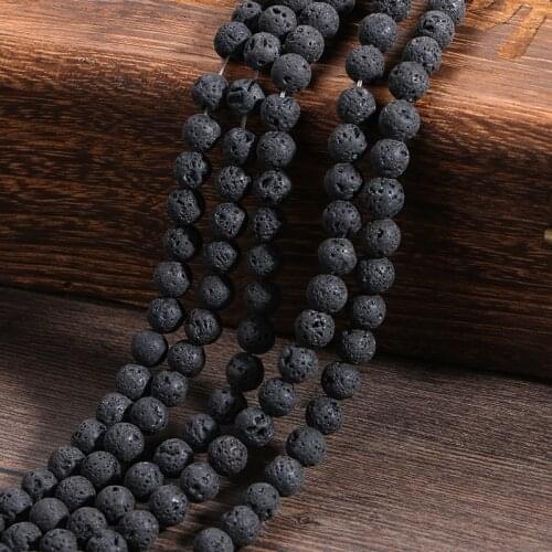 DIY Black Volcanic Lava Beads Lava Stone Beads Round Volcanic-Stone Wholesale Natural Stone Beads for Jewelry Making 4-12mm