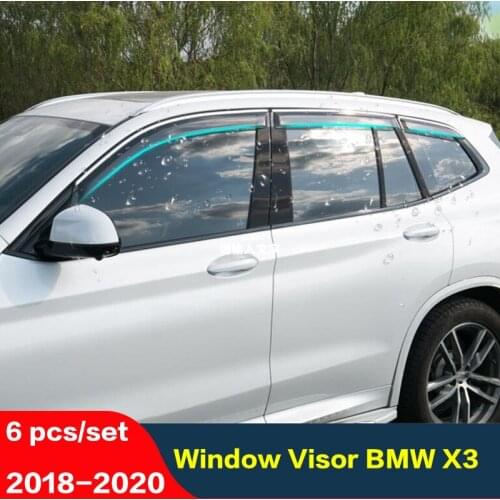 CEYUSOT 6 Pcs For Sun Window Visor New BMW X3 Window Rain Shield Sun Guard Trim Strip 2018 19 20 Window Visor BMW X3 Accessories